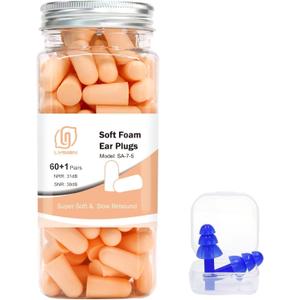 LYSIAN Flesh Color Foam Ear Plugs for Sleeping - 60 Pairs 38dB SNR Noise Reduction Earplugs with Reusable Silicone Earplug Ultra Soft Hearing Protection for Snoring, Work, Shooting and All Loud Events