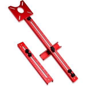 Multifunctional 4 in 1 Red Router Milling Groove Bracket, Aluminum Alloy Circle Cutting Jig, Adjustable Router Tool Circle Jig Cutting Guide for Woodworking (Extension)