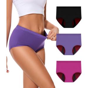 Incontinence Underwear for Women 100ml Heavy Flow Leak Proof Panties High Waisted Cotton Period Washable 3 Pack Large (Multicolor, Large)