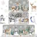 3 Pcs Winter Snowman Kitchen Rug and Mat Set Anti Fatigue Winter Kitchen Floor Mat Non Slip Let It Snow Deer Tree Farmhouse Christmas Rugs for Holiday Home Office Bathroom Rustic Decor (Grey)