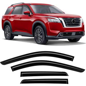 Tape-On Rain Guards Compatible with Nissan Pathfinder 2021-2024 Black Extra Durable Shatterproof Side Window Deflectors, Vent Window Visors, Wind Deflectors - 4 PCS