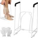 Compression Sock Aid Device Stocking Donner for Seniors, Adaptive Sock Putting-On Tool, Large Calf (1820"), Compatible for JOBST, SB SOX, CHARMKING, White