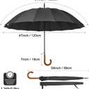 G4Free 54 Inch Large Windproof Umbrella for 2 Persons, 16 Ribs Auto Open Classic Wooden J Handle Cane Stick Golf Rain Umbrellas for Men Women Travel 120cm
