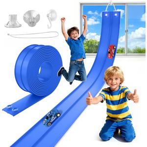 TAEMVV Flexible Race Track Gift for Kids, 15 Ft Car Track Set, Solid Blue | Compatible with Hot Wheels 1/64 Diecast Cars, Reinforced Suction Cup for Boys Girls 3+, 15 FE