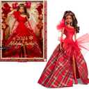 Barbie Signature 2024 Holiday Doll with Light Brown Hair in Plaid Gown, Collectible Toy in Displayable Packaging