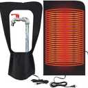 1 pcs 35" L x15 W Electric Heated Outdoor Faucet Cover for Winter Freeze Protection Heating Hose Bib Covers for Winter, Water Pipe Heater for Garden Faucet Insulated Spigot Protector, Black