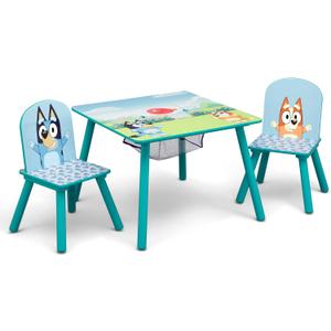 Delta Children Bluey Kids Table and Chair Set with Storage (2 Chairs Included) - Greenguard Gold Certified - Ideal for Arts & Crafts, Snack Time, Homeschooling, Homework & More, Blue