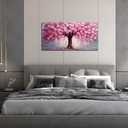 Pink Wall Art Large Tree of Life Wall Art for Living Room Bedroom Office Bathroom Modern Framed Canvas Prints Pink and Grey Picture Size 20x40 Inch