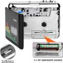 USB Cassette to MP3 Converter, Portable Walkman Cassette Audio Music Player Tape-to-MP3 Converter with Earphones, Volume Control, Auto Reverse, No PC Required