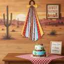 2 x Cow Print Ribbon Bow Set, 27.5" Western Themed Wreath Decoration with 9 Assorted Ribbons, Yellow Plaid Cowboy Door Hanger Sash for Birthday Party Kids Room & Gift Wrapping