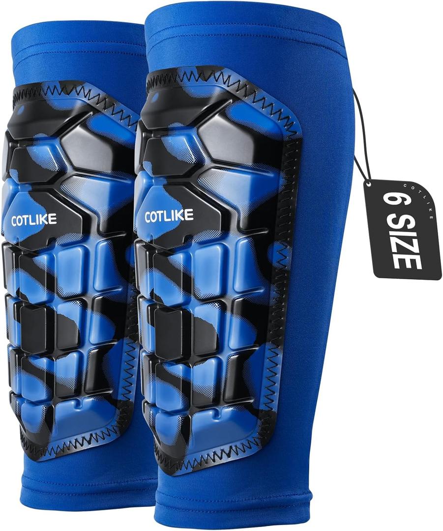 Soccer Shin Guards Kids Youth, Ski Shin Guard Sleeves for Boys Girls Adults Men Women, Protective Soccer Equipment for 2-18 Years Old Boys Girls, High Impact Resistant Breathable Comfortable (Large, Blue)