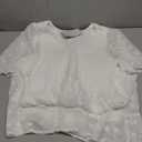 BTFBM Womens Boho Summer Dresses 2025 Resort V Neck Short Sleeve Hollow Out Lace Ruffle Casual Beach Mini Vacation Dress (Large, White)