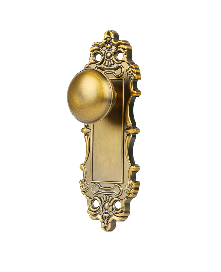 Vintage Brass Dummy Door Knob Interior, Antique Old Style Door Knob Replacement for Closet Vintage Bifold Cabinet Dummy Door Handles No Lock,2 Pack