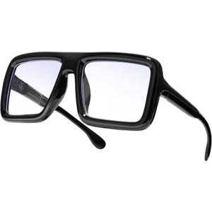 knliwkm Big Black Rimmed Nerd Glasses Costume for Women Men Thick Square Oversized Frame Clear Lens Eyeglasses Old Man Adults Children