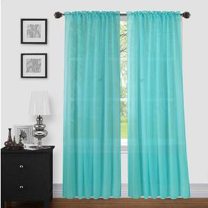 Sapphire Home Turquoise Sheer Curtains - 84 Inches Length, 2 Panels Set Sheer Drapes, Light Filtering Textured Window Curtain for Living Room, Bedroom, Kitchen, and Dining Room - 54"x84", Turquoise