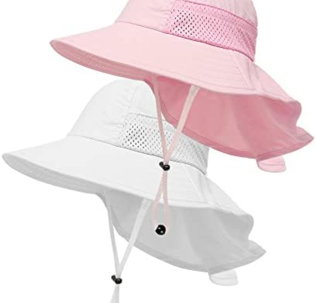 Toddler Baby Sun Hat Kids Summer UPF 50+ for Boys Girls Adjustable Beach Hats with Bucket Wide Brim Age 1-7 Years Size M