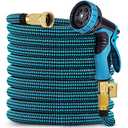 Expandable Garden hose 50 ft with 10 Function Sprayer Nozzle, Lightweight & No-Kink Flexible Water Hose with 3/4 inch Solid Brass Fittings & Durable Collapsible Latex Core, 50ft Retractable Hose
