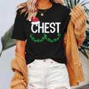 Christmas Couples Shirts Merry Christmas Couples Matching Outfits Xmas Holiday Graphic Short Sleeve Tees Top (Black, M)