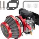 15mm Carburetor Upgrade Kit Air Filter Set Compatible with 2 Stroke 43cc 47cc 49cc Standup Gas Scooter ATV Quad Pocket Bike XG-550 BladeZ Moby X Red