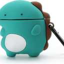 2 x 3D Cute Dinosaur Case for Airpod 2nd/Airpod 1st,3D Cute Cartoon Soft Case,Kids Teens Boys Girls Women Lovely Character Dinosaur with Keychain for Airpod 1st&2nd Case (Dinosaur)