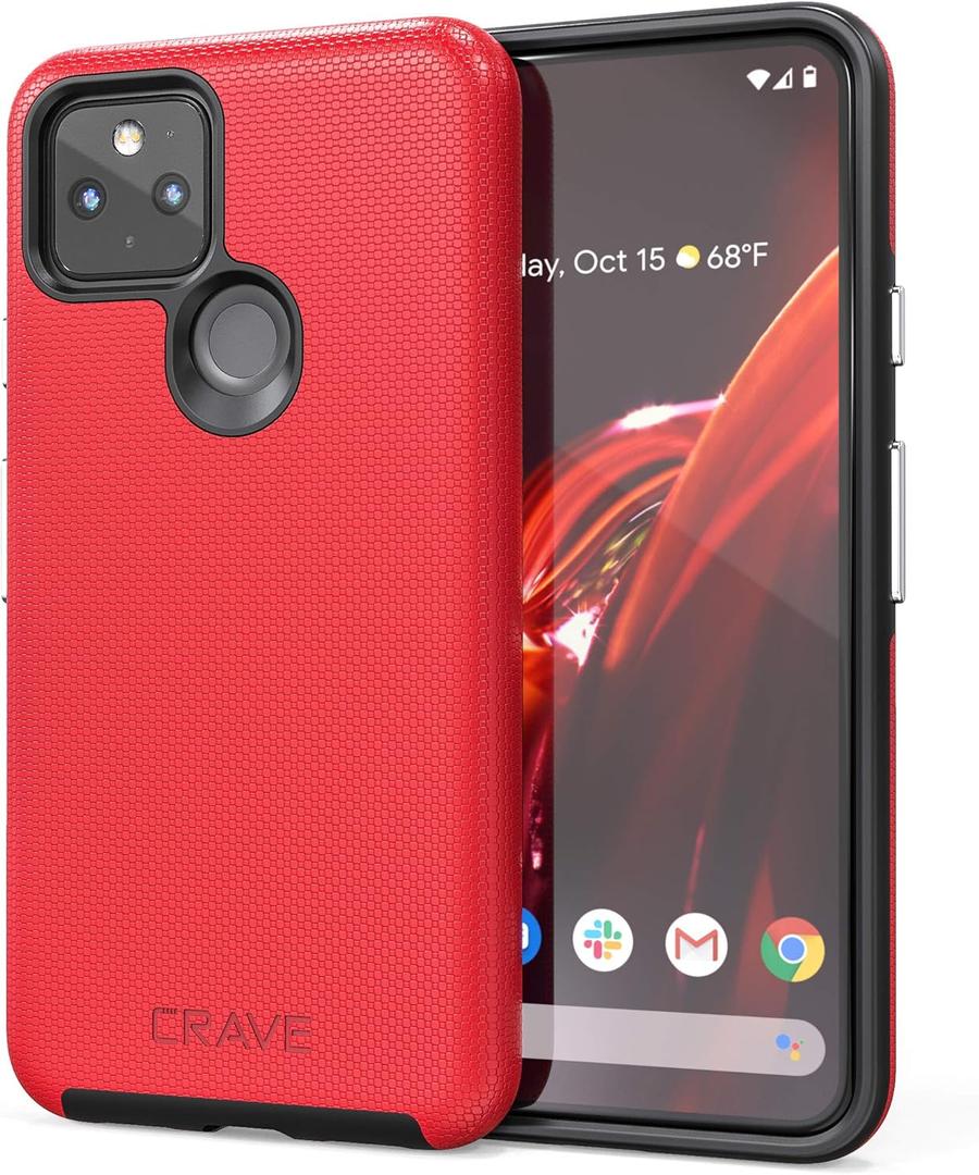 Crave Pixel 5 Case, Dual Guard Protection Series Case for Google Pixel 5 - Red