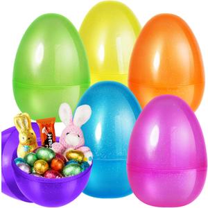SpringFlower 12 PCS Jumbo Easter Eggs, 10" Large Plastic Easter Eggs for Easter Egg Hunt, Empty Easter Eggs for Filling Treats, Basket Stuffers Fillers, Easter Theme Party Favor