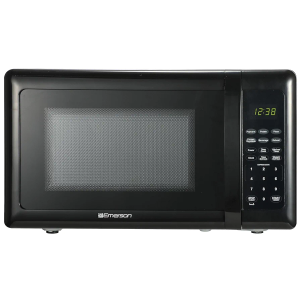 Emerson MW7302B Compact Countertop Microwave Oven with Touch Control, LED Display, 700W, 10 Power Levels, 6 Auto Menus, Glass Turntable and Child Safe Lock, 0.7 Cu., Ft. Black