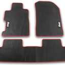 Fit 2006-2011 Honda Civic Coupe & Sedan Floor Mat Black w/Red Edge