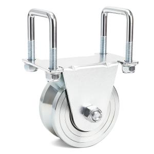 Coloch 4 V Groove Slide Gate Wheel with Dual U-Bolts, Heavy Duty Sliding Gate Wheel with External Mount Bracelet, No Welding Needed for Inverted V-Shape Sliding Rolling Track Gate, Loading 3000lbs