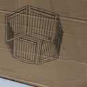 PAWLAND 144-inch Extra Wide 30-inches Tall Dog gate with Door Walk Through, Freestanding Wire Pet Gate for The House, Doorway, Stairs, Pet Puppy Safety Fence, Support Feet Included, Espresso,6 Panels