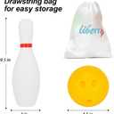 Liberry Kids Bowling Set, 10 Plastic Toy Bowling Pins & 2 Balls, Toddler Indoor Outdoor Sports Games, Educational Birthday Gifts for Boys Girls Ages 2 3 4 5 (White)