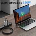 USB 4 Cable 6.6FT 2 Packs, 240W USB C to USB C Cable, High Speed 40Gbps Data, 8K 60Hz, 5K 60Hz, 4K 144Hz Monitor Display PD Compatible for Thunderbolt 4/3, iPhone 15Pro/16ProMax, Monitor