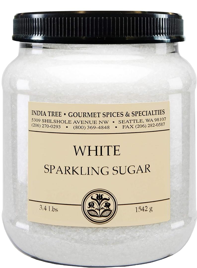 India Tree White Sparkling Sugar, 3.4 lb Canister | Large Grain Decorating Sugar for Baking, Beverages & Holiday Treats
