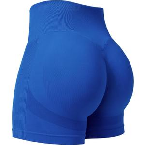 YEOREO Professional Women Workout Shorts 3.6" Scrunch Shorts Seamless High Waisted Contour Gym Yoga Biker Shorts (Medium, Blue)