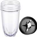 2-piece 16oz Cup and Cross Blade, Blender Replacement Parts Compatible with Magic Bullet 250w Blenders (Model MB1001 Series)
