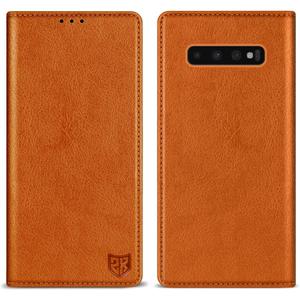 ZZXX for Samsung Galaxy S10 Plus Wallet Case with [RFID Blocking] Card Slot Stand Strong Magnetic Leather Flip Fold Protective Phone Case for Samsung Galaxy S10+ Case Wallet(Brown-6.4 inch)