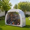 VINGLI Bike Storage Shed Tent for 2-3 Bikes, Outdoor Portable Bicycle Storage Shed with Carry Bag, Waterproof Bike Tent for Motorcycle, Garden Tools, Lawn Mower, Light Gray