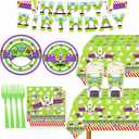Light inspired Party Decorations Cartoon Story Birthday Party Supplies include Banner Table Cloth Forks Plate Napkins and Cups for Game 1st 2nd 3rd 4th 10th Bday Decor Purple