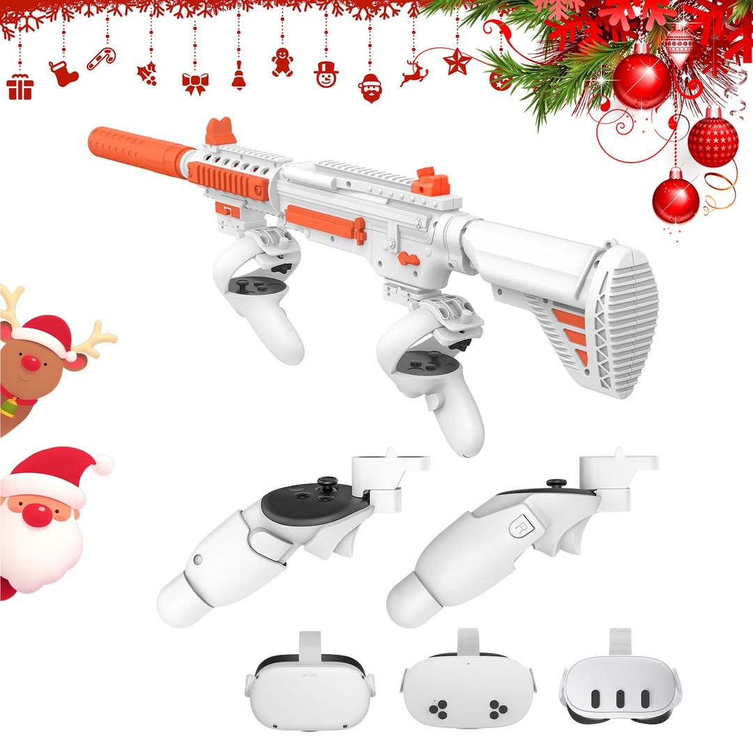 VR Handle Accessories for Meta Quest 2 & 3, Humanized Weighted Stock for Oculus Quest 3S, Enhance Control Feel, Realistic FPS Gaming Experience