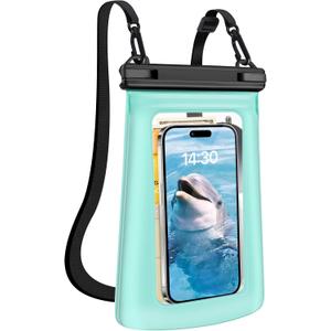 Jzocon Waterproof Phone Pouch for Phone, Floating Large Capacity Dry Bag Stores Sunscreen, Sunglasses, Waterproof Bag for Beach, Swimming, Kayaking for iPhone 16 15 14 11 Pro Max & Galaxy S24 S21