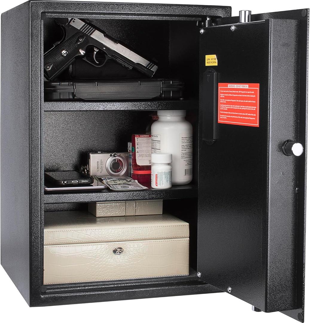 Barska Biometric Fingerprint Safe  Quick Access Security Safe with 2.5-Second Keyless Entry, Solid Steel Construction & Backup Key for Home, Office & Valuables Storage