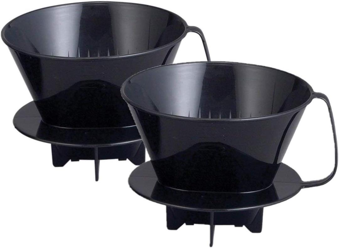 Fino Pour-Over Coffee Brewing Filter Cone, Number 4-Size, Black, Brews 8 to 12-Cups, Set of 1