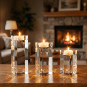 Votive Candle Holder Set of 3, Glass Votive Cande Holders Bulk, Tealight Cande Holder for Home Decor, Wedding,Christmas,Thanksgiving