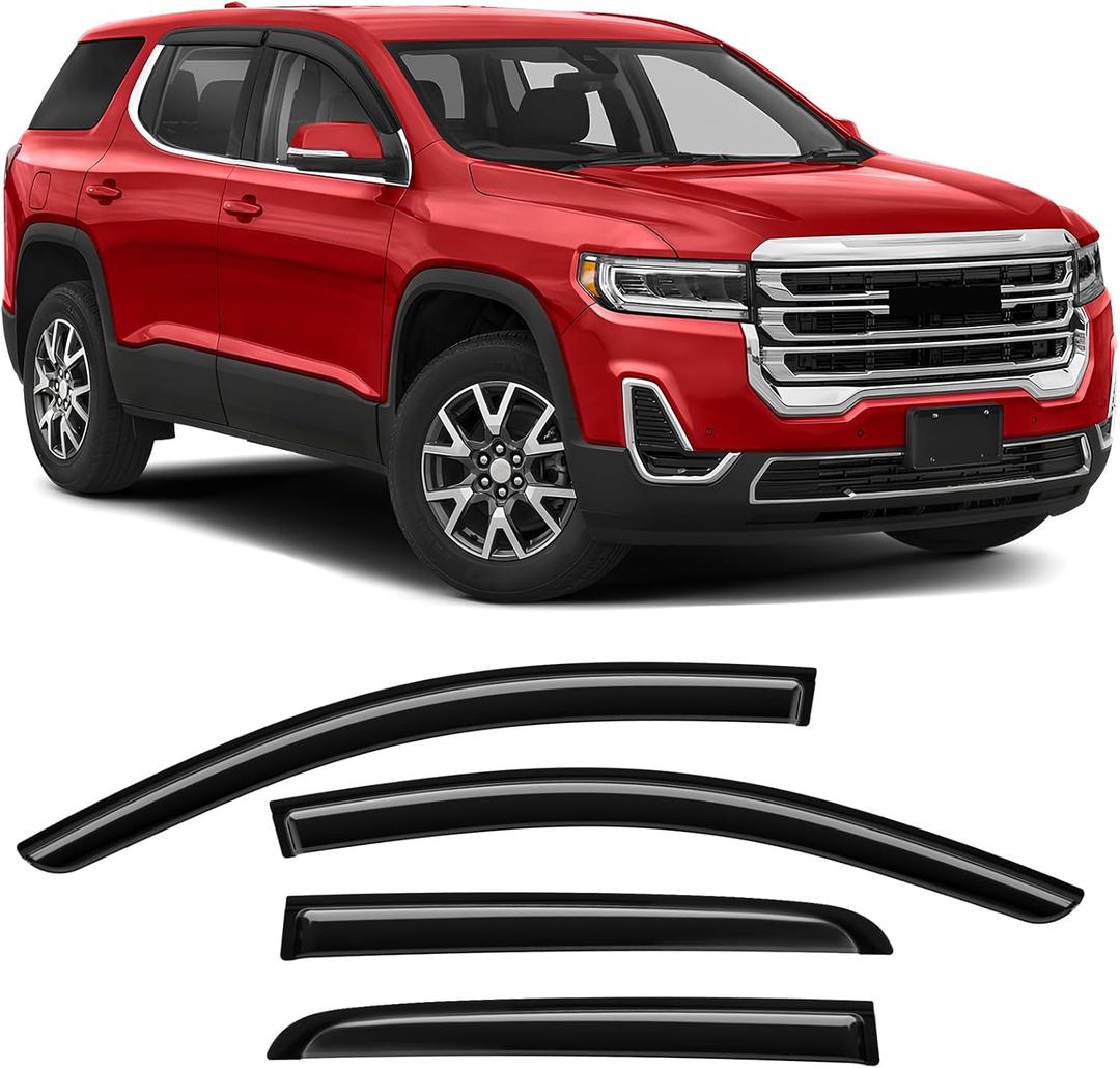 Rain Guards Fit for GMC Acadia 2017 2018 2019 2020 2021 2022 2023 2024, Extra Durable Tape-on Side Window Deflectors, Acadia Wind Deflectors Rain Guard Black 4 PCS