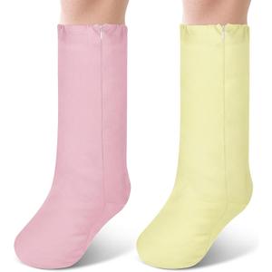 Boao 2 Pcs Leg Cast Cover, Medium Short Cast Cover Sock Under the Knee Leg Sleeve for Foot Men Women (Beige,Pink)