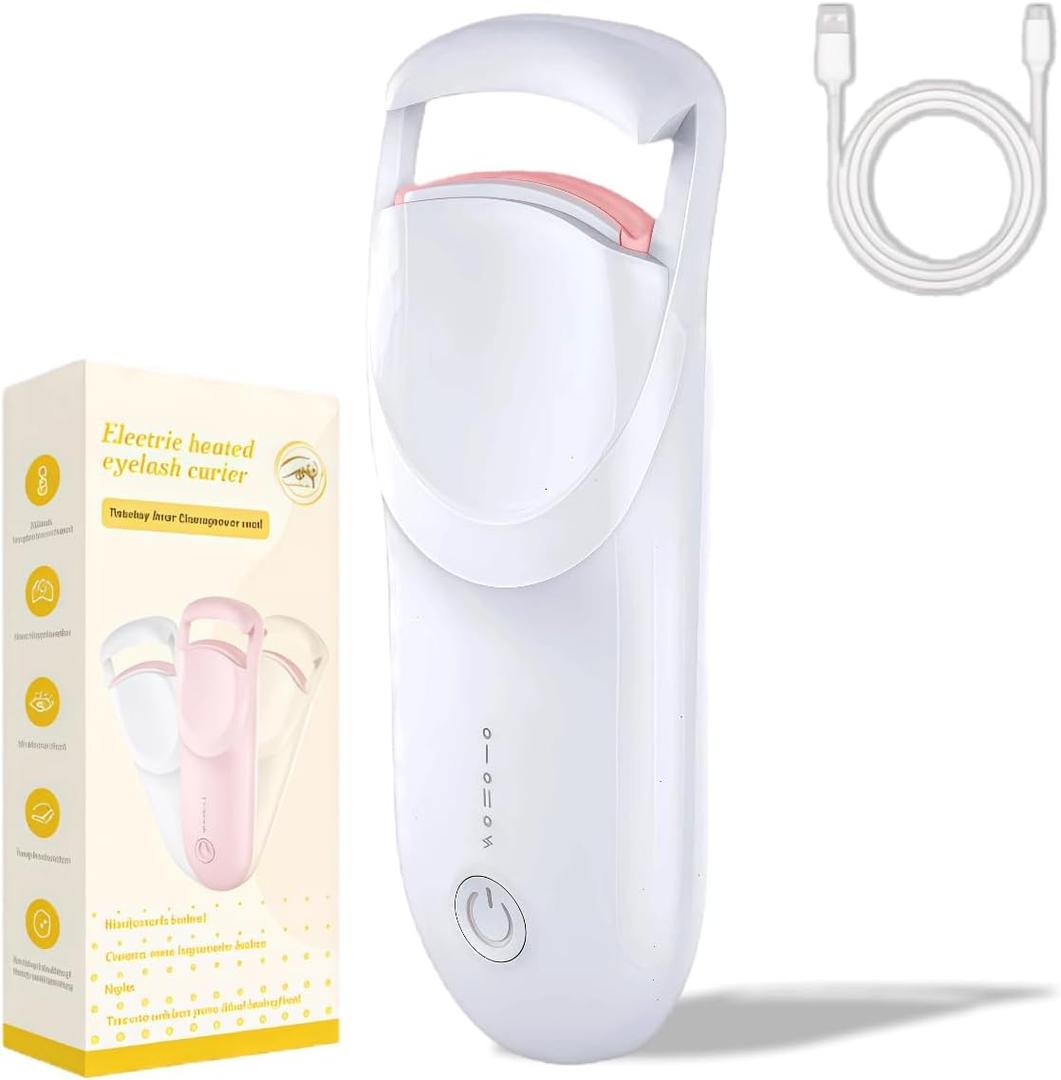 Heated Eyelash Curler,Fast Heating Electric Eyelash Curler, Safe Anti-Scald Eyelash Curlers with Silicone Pad,2 Temp Modes,24H Long-Lasting Curls,Beginners, Travel,Home