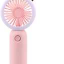 Pink Portable Rechargeable Mini Fan with LED Ring Light – Outdoor Personal Cooling