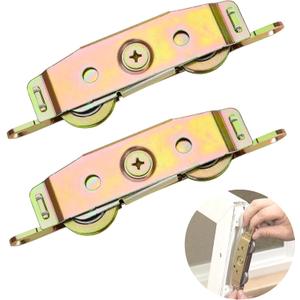 2pcs Heavy Duty Sliding Door Rollers, Lancisism Steel Ball Bearing Patio Door Wheels, Heavy Duty Tandem Wheels Compatible for Andersen, Truth Part #31761A, Jeld Wen, Milgard, Marvin, Peachtree