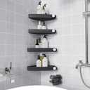 Sotfamily Plastic Shower Caddy Corner (for 90 Only), 4 Pack Adhesive Corner Shower Shelves for Smooth Wall Bathroom Organizers and Storage, Black