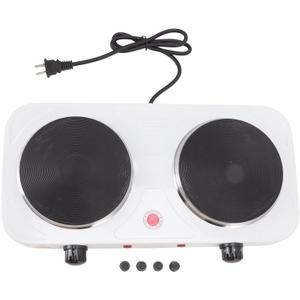 Electric Stove,Countertop Double Heating Burner,2000W Double Heating Plates Portable Countertop Stove for Kitchen Dormitory Office White US Plug 110V